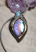 Load image into Gallery viewer, PREORDER The High Priestess | Purple Labradorite, Divine Feminine Art Necklace | Spectrolite &amp; Moonstone Pendant
