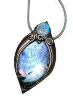 Load image into Gallery viewer, PREORDER The High Priestess | Purple Labradorite, Divine Feminine Art Necklace | Spectrolite &amp; Moonstone Pendant
