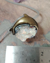 Load image into Gallery viewer, Dolphin Spirit Animal Necklace | Angel Aqua Aura Quartz | Sirius Starseed Jewelry

