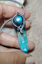 Load image into Gallery viewer, PREORDER Indigo Starseed Necklace | Aqua Aura Quartz Crystal &amp; Blue Labradorite  Pendant | Soul Awakening Jewelry

