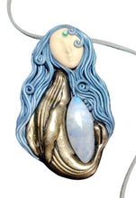 Load image into Gallery viewer, PREORDER Cosmic Blue Whale Goddess Spirit Necklace | Moonstone Crystal Pendant | Divine Feminine Jewelry
