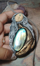 Load image into Gallery viewer, PREORDER Cosmic Blue Whale Goddess Spirit Necklace | Labradorite Crystal Pendant | Divine Feminine Jewelry
